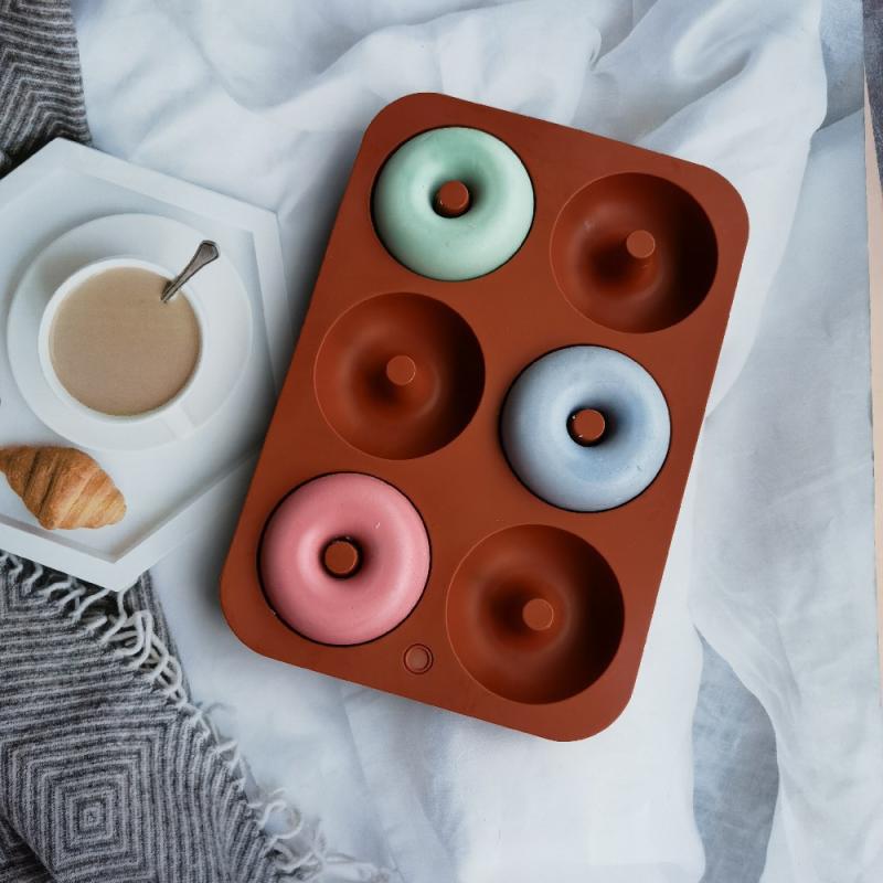 Donut Mold Silicone - Yeni # 6 Delikli Silikon Donut
